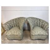 Vtg Scalloped Symmetrical Corkscrew Lounge Chairs