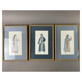 Vintage Greek Watercolor Trio Prints, Framed &