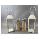 Decorative Lantern Candle Holders & Wood Pillars