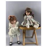 Vtg Effanbee Dolls & Wooden Folding Stool