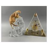 Vtg Seiko Glass Pyramid Skeleton Mantel Clock/More