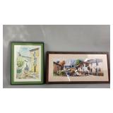 Signed Alfama Portugal & Juana P. Peru Watercolors