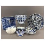 Vtg Blue & White Ceramic Table Ware Pieces