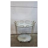 Vintage Two-tier Oval brass and Mirror Bar Cart