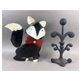Whimsical Metal Fox Figurine & Cast Iron Door Stop
