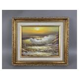 Signed Golden Ocean Sunset by Jerome Stevens