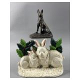 Vtg Cast Iron Bunny Rabbit Doorstop & More