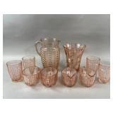Vtg Hocking Queen Mary Pink Depression Glass Set