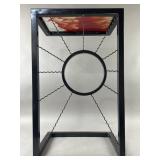 Sculpted Wrought Iron Side Table w/ Fused Glass