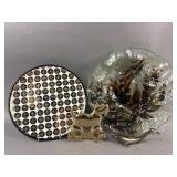 Vtg Decorative Platter, Art Glass Dish, & More