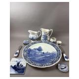 Vtg Delft Style Porcelain China - Plates & More