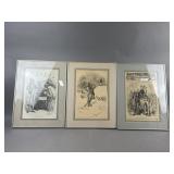 3 Framed 19th-Century Harper