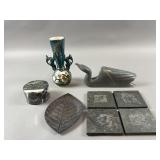 Signed Loon Figurine, Hand Painted Vase & More