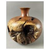 Live Edge Hand Turned Burl Wood Artisanal Vase
