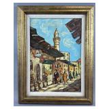 MCM A. Jaacoby Signed Street Scene Oil Painting