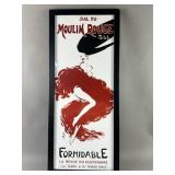 Vintage Framed Moulin Rogue Print 13x30in.