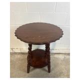 Vtg Round Wooden Accent Table