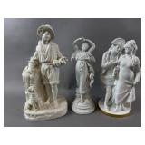 Vintage White Unglazed Ceramic Bisque Statues