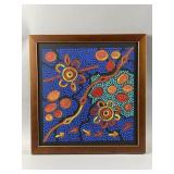 Framed Aboriginal-style Dot Painting