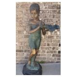 Bronze/Patina-finished Lady Garden Fountain