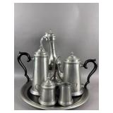 Vtg Pewter Coffee & Tea Service Set