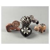 Hand-carved African Soapstone Animals & Heart