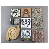 Vtg Hand Made Paper Mache Coasters & More