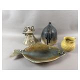 Vintage Signed Ceramic Halibut Platter & More
