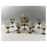 Vintage Smokey Brown-tinted Wine Glasses
