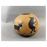 Hand Painted/Signed Robert Riviera Gourd Bowl