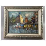 Vtg. Impressionist Oil Moulin Rouge Sgd. By Allen