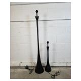 Metal Curved Matching Table and Floor Lamps