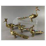 Vintage Handcrafted Brass Peacocks Cobochon Stones