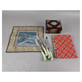 Chinese Wood, Brass and Jade Jewelry Box & More