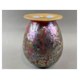 Signed Robert Eickholt Oil Spot Iridescent Vase