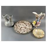 Carved Onyx Ashtray, Ceramic Floral Pitcher & More