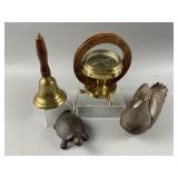 Vtg Brass Laquered Nautical Gimbal Compass & More