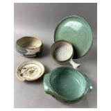 Signed Stoneware Assortment Bowls Plates & More
