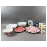 Glass Bowls, Plates, Mugs & Pitcher