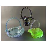 Fenton Hobnail, Ruffles, Hand Painted, Uranium