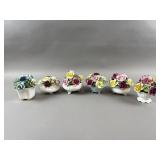 Hand Painted Porcelain Flower Pot Figurines