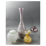 Vtg White Hobnail Glass Ginger Jar & More