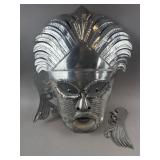 Vintage Mexican Tin Mask Sculpture