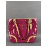 Coach Magenta and Tan Leather Tote Bag