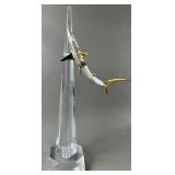 Glass Baron Lucite Obelisk 22K Gilt Crystal Shark