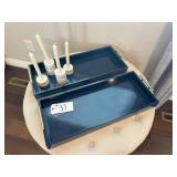 TV TRAYS & MARBLE CANDLE HOLDERS