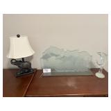 ETCHED GLASS DOLPHIN DECOR
