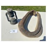 ANTIQUE HORSE COLLAR - ANTIQUE LANTERN