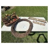 RUSTIC CABIN SIGNS - WREATH - WOOD BASKET