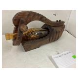 Wine Bottle Holder w/ Vntg Amber Bottle